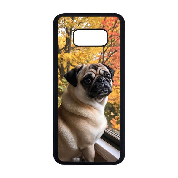 Til Samsung Galaxy S8: Hund Mops, mobildeksel med unikt motiv, beskyttende cover