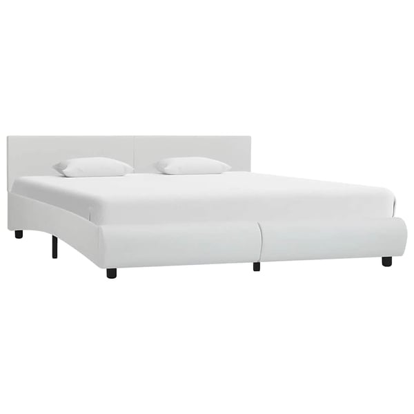 vidaXL Sängram med LED vit konstläder 180x200 cm