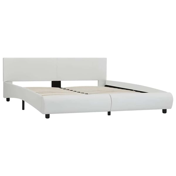 vidaXL Sängram med LED vit konstläder 180x200 cm