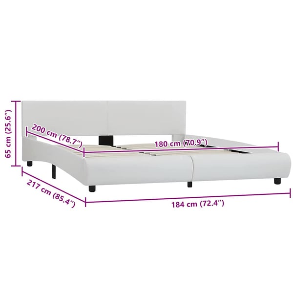 vidaXL Sängram med LED vit konstläder 180x200 cm