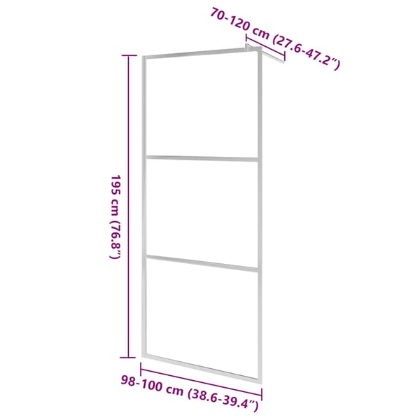 vidaXL brusevæg med halvt matteret ESG-glas 100x195 cm