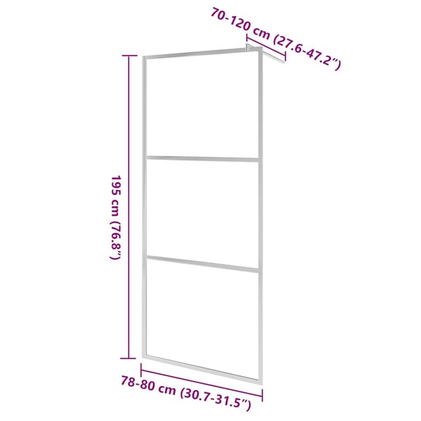 vidaXL Dusjvegg med helt frostet ESG-glass 80x195 cm
