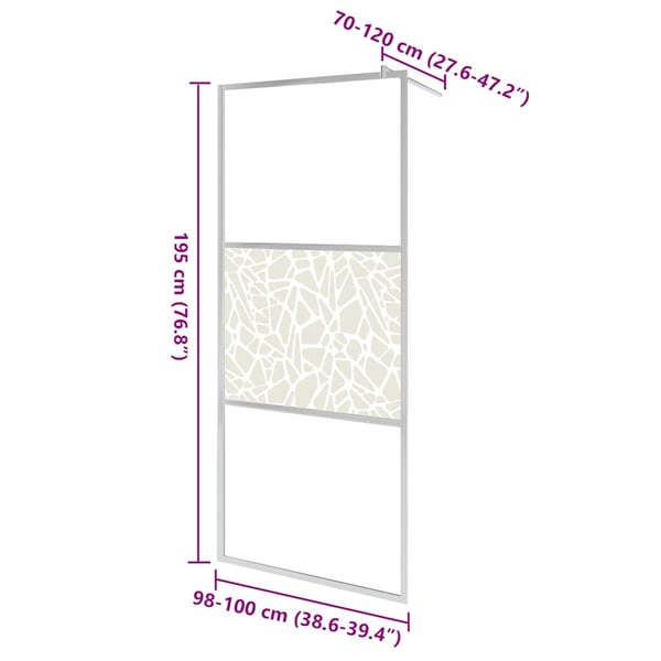 vidaXL Dusjvegg ESG-glass med steindesign 100x195 cm