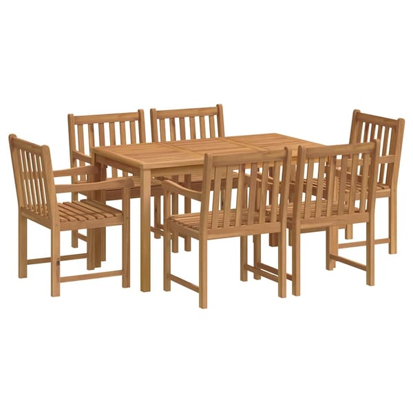 vidaXL 7-delers hagespisesett 140x80 cm heltre teak