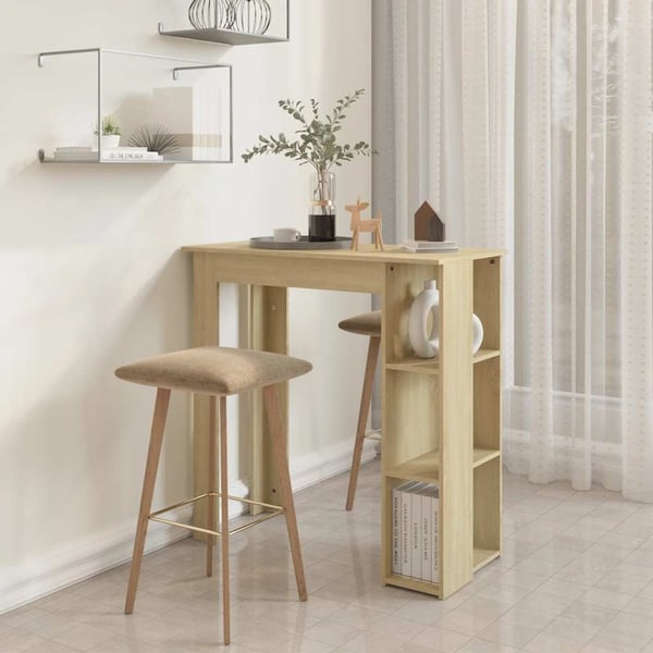 vidaXL Barbord med hylle sonoma eik 102x50x103,5 cm konstruert tre