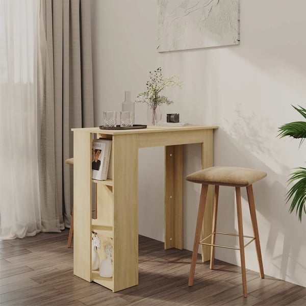 vidaXL Barbord med hylle sonoma eik 102x50x103,5 cm konstruert tre