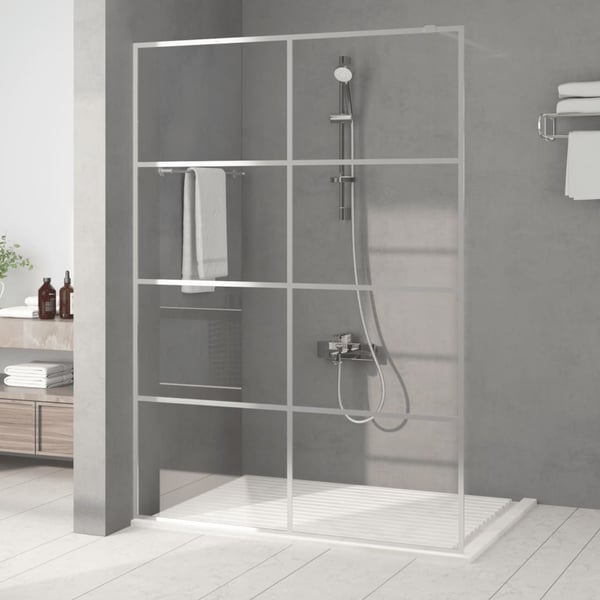 vidaXL brusevæg 140x195 cm klart sikkerhedsglas sølvfarvet