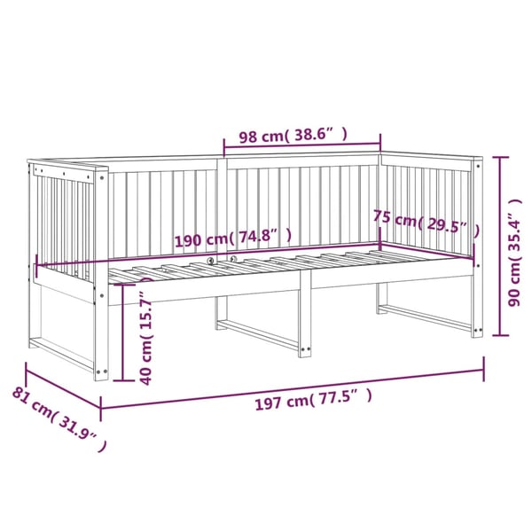 vidaXL daybed 75x190 cm massivt fyrretræ