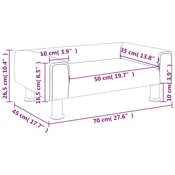 vidaXL sofa til børn 70x45x26,5 cm fløjl cremefarvet
