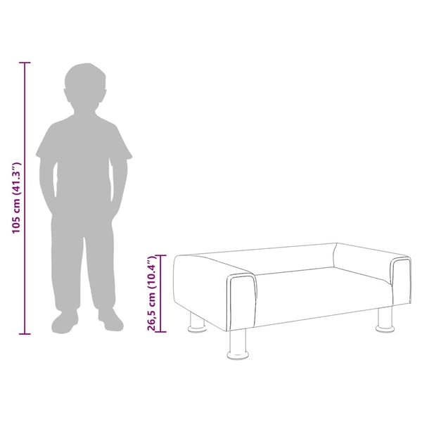 vidaXL sofa til børn 70x45x26,5 cm fløjl cremefarvet