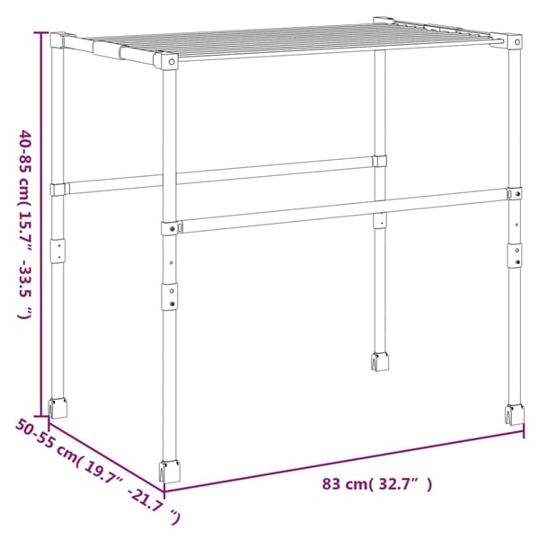 vidaXL Tørkestativ 83x(50-55)x(40-85) cm aluminium