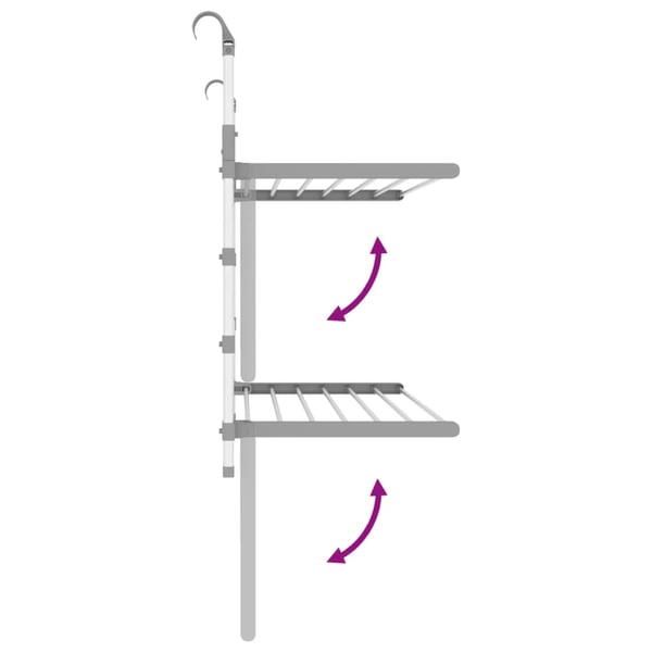 vidaXL Tørkestativ for balkong 89x25x(60-95) cm aluminium