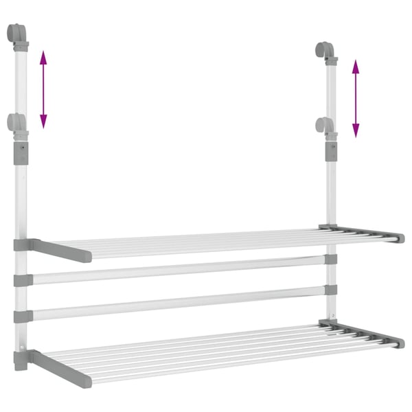 vidaXL Tørkestativ for balkong 89x25x(60-95) cm aluminium