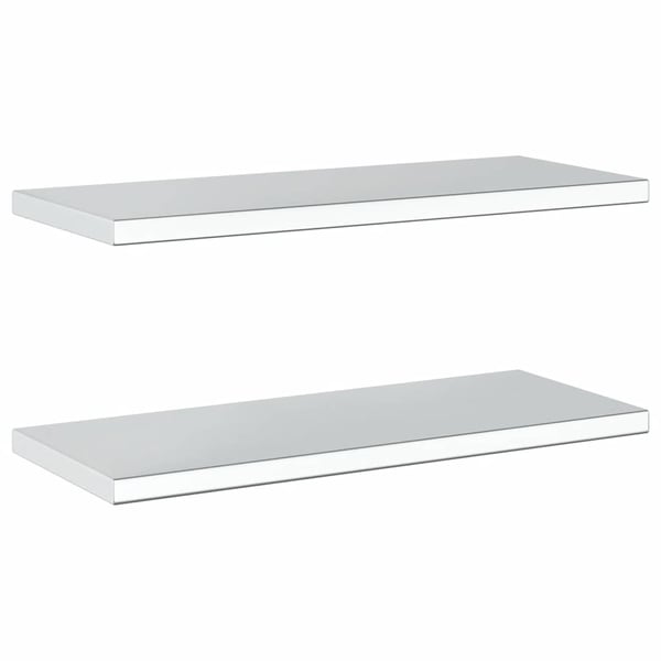 vidaXL Vegghyller 2 stk 75x30x3 cm sølv rustfritt stål