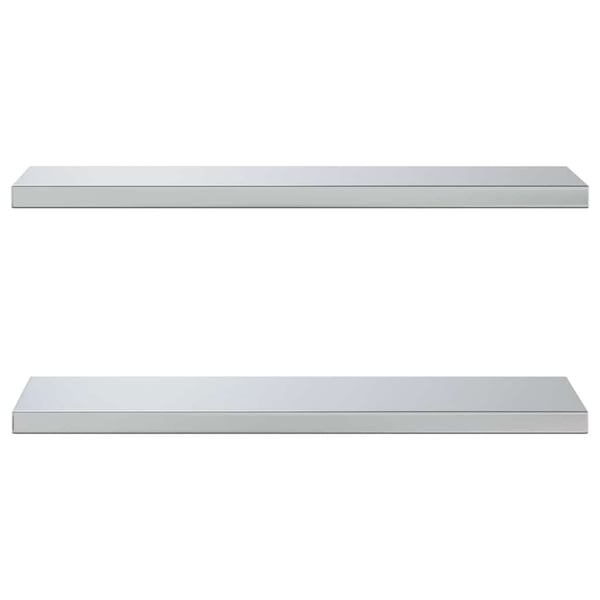 vidaXL Vegghyller 2 stk 75x23,5x3 cm sølv rustfritt stål