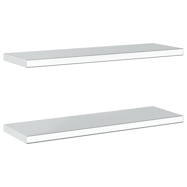 vidaXL Vegghyller 2 stk 75x23,5x3 cm sølv rustfritt stål