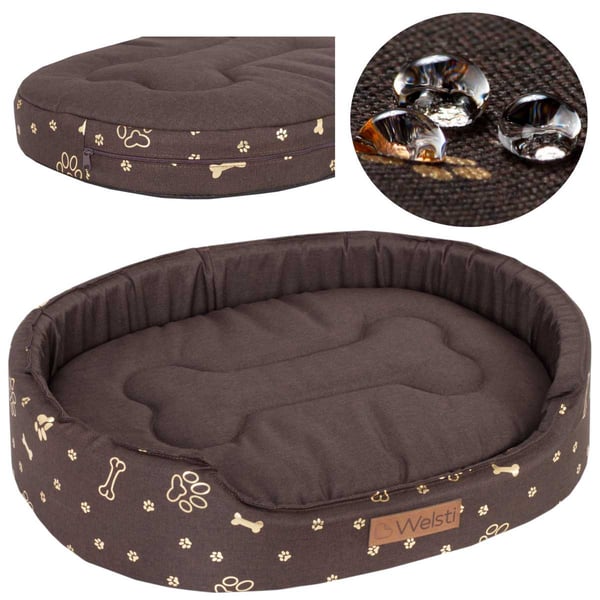 Oval hund- och kattbädd, Welsti brun XXL 100x80