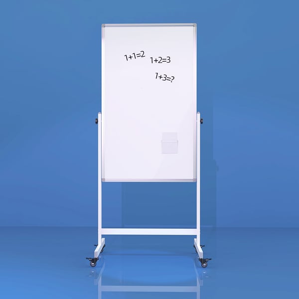 Whiteboard 66x110 cm mobil - dobbeltsidet - hvid ramme
