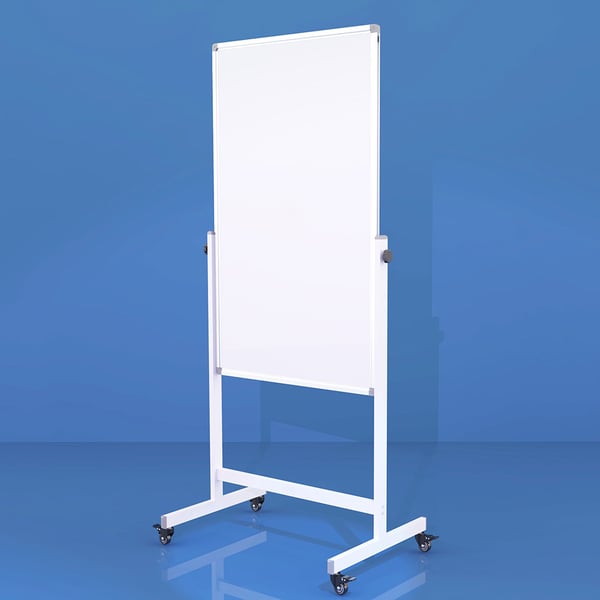 Whiteboard 66x110 cm mobil - dobbeltsidet - hvid ramme