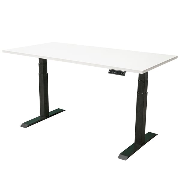 Justerbart skrivbord med dubbel motor - 140x80 cm - Svart / Vit