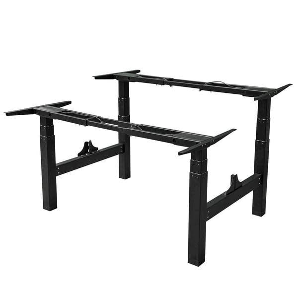 Justerbart dobbelt skrivebord - 140x80 cm - Sort / Mørk eg