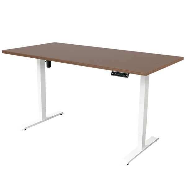 Ställbart skrivbord 140x80 cm - Enkelt - Vit / Mörk ek