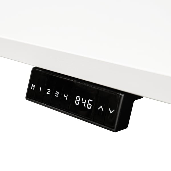 Justerbart skrivebord med dobbelt motor - 180x80 cm - Sort / Hvid