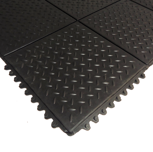 Fitnessmåtte 90 x 90 cm - Kliksystem - Sort - 14 mm
