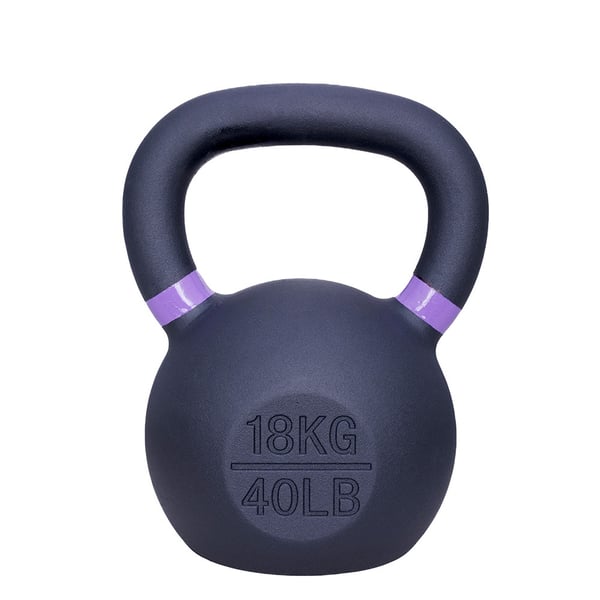 Gjutjärnskettlebell 18 kg - Svart med lila