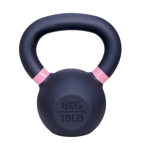 Gjutjärnskettlebell 8 kg - Svart med rosa