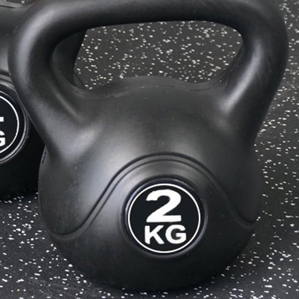 Kettlebell 2 kg - Plastik - til indendørs og udendørs brug - Sort