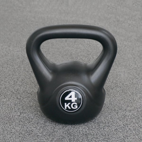 Kettlebell 4 kg - Plastik - til indendørs og udendørs brug - Sort
