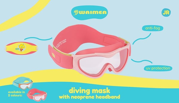 Børne dykkerbriller med neopren pandebånd - Pink