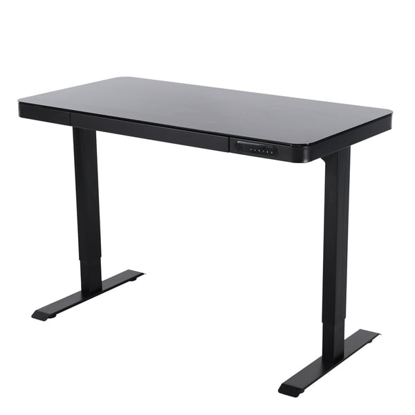 Elektriskt justerbart skrivbord - 120x60 cm - Glas - Svart