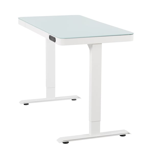 Elektrisk justerbart skrivebord - 120x60 cm - Glas - Hvid