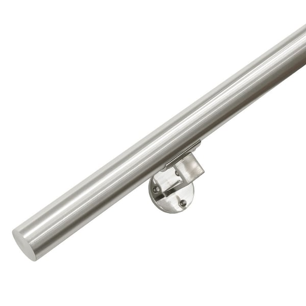 Ledstång i borstat rostfritt stål 120 cm + 2 hållare