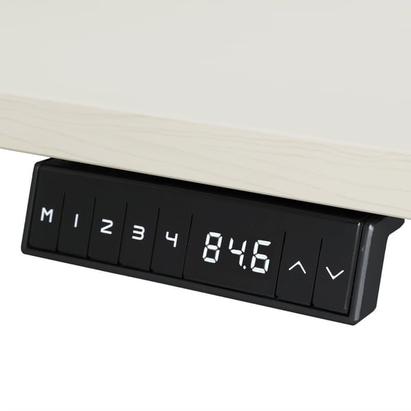 Justerbart dobbelt skrivebord - 140x80 cm - Hvid / Lys eg