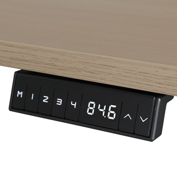 Justerbart dubbelskrivbord - 140x80 cm - Vit / Ek