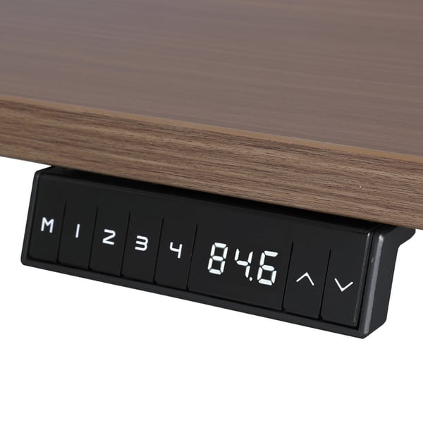Justerbart skrivebord 140x80 cm - Dual - Sort / Mørk eg