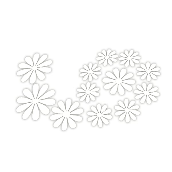 Väggdekoration 12-pack Blommor 3D Vit Väggdekal Stickers Väggdekor