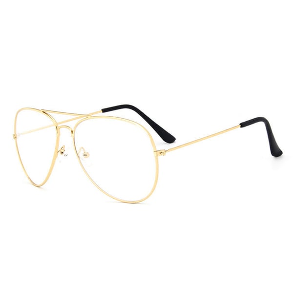 Retro pilot aviator briller gullklart glass uten styrke
