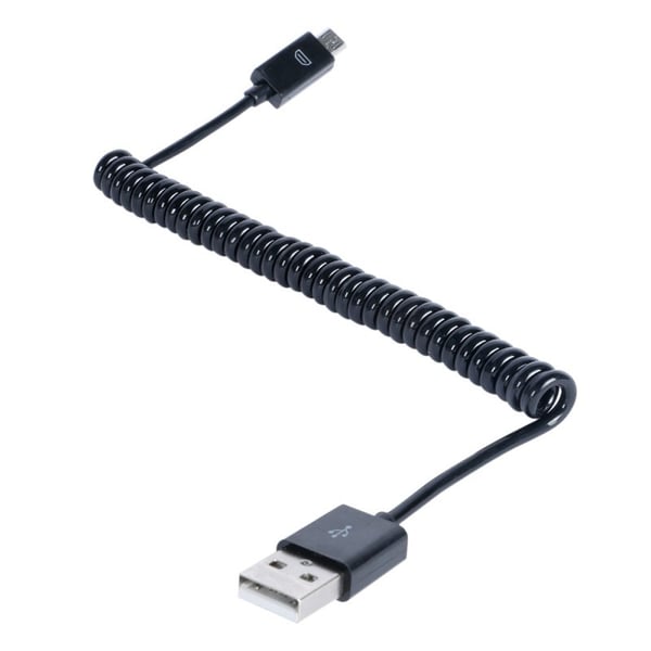 Android opladningskabel USB / Micro USB spiralkabel (sort) Android opladningskabel USB / Micro USB spiralkabel (sort)
