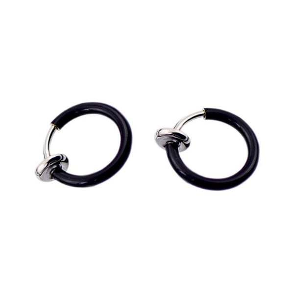 2-pack sorte falske piercing ører læbe næse ring septum læbe ring