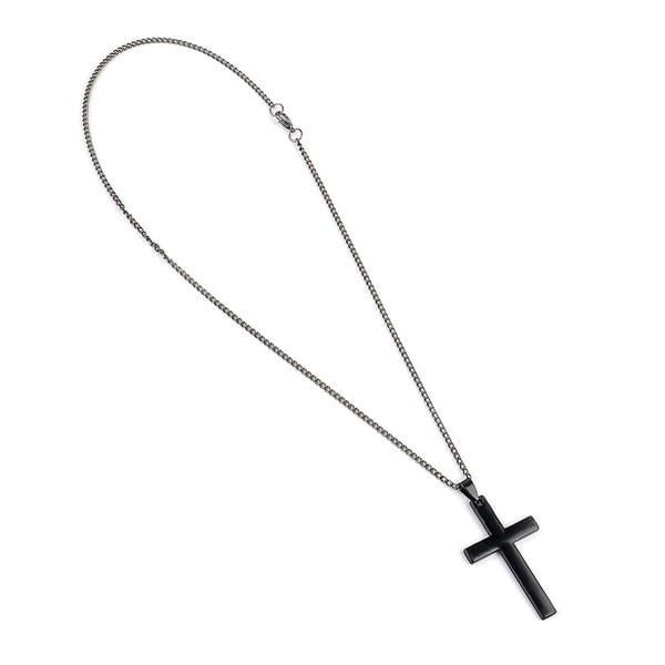 Halsband Kedja med Stort Kors (Svart)
