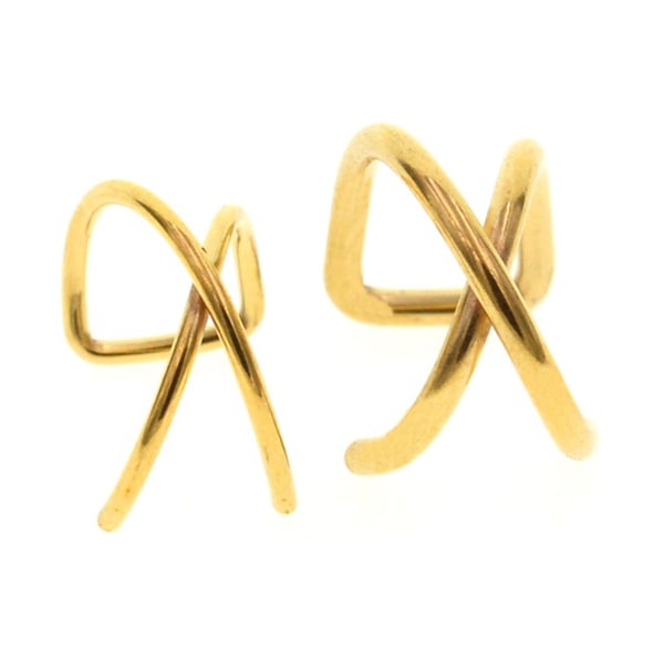 2-pack Fake Helix Piercing Öron Örhänge Ear Cuff utan Hål Guld