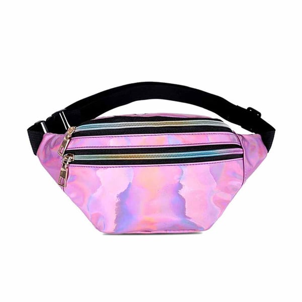 Glossy Metallic Waist Bag Mave Bag Cross Body Bum Bag - Pink