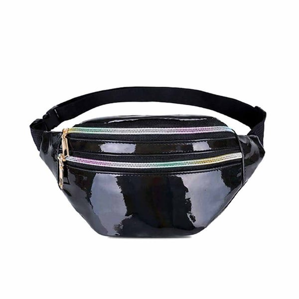 Glossy Metallic Waist Bag Mave Bag Cross Body Bum Bag - Sort