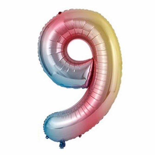 Big Digit Balloon Multicolored Rainbow Birthday Party 102cm 9 Big Digit Balloon Multicolored Rainbow Birthday Party 102cm 9