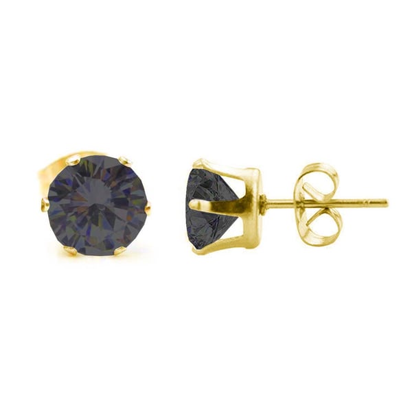 2 -pakk gullpiercing ørering svart krystall - 8mm