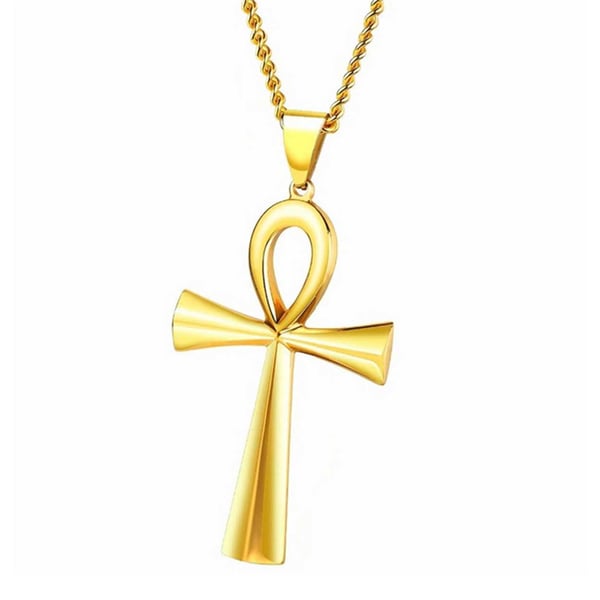 Egyptiskt Kors Halsband med Kedja Guld